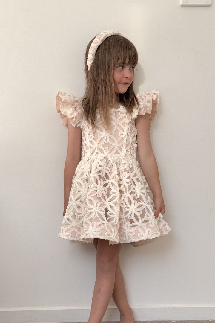 See You Flutter Dress - Ivory Rose Floral Ribbons