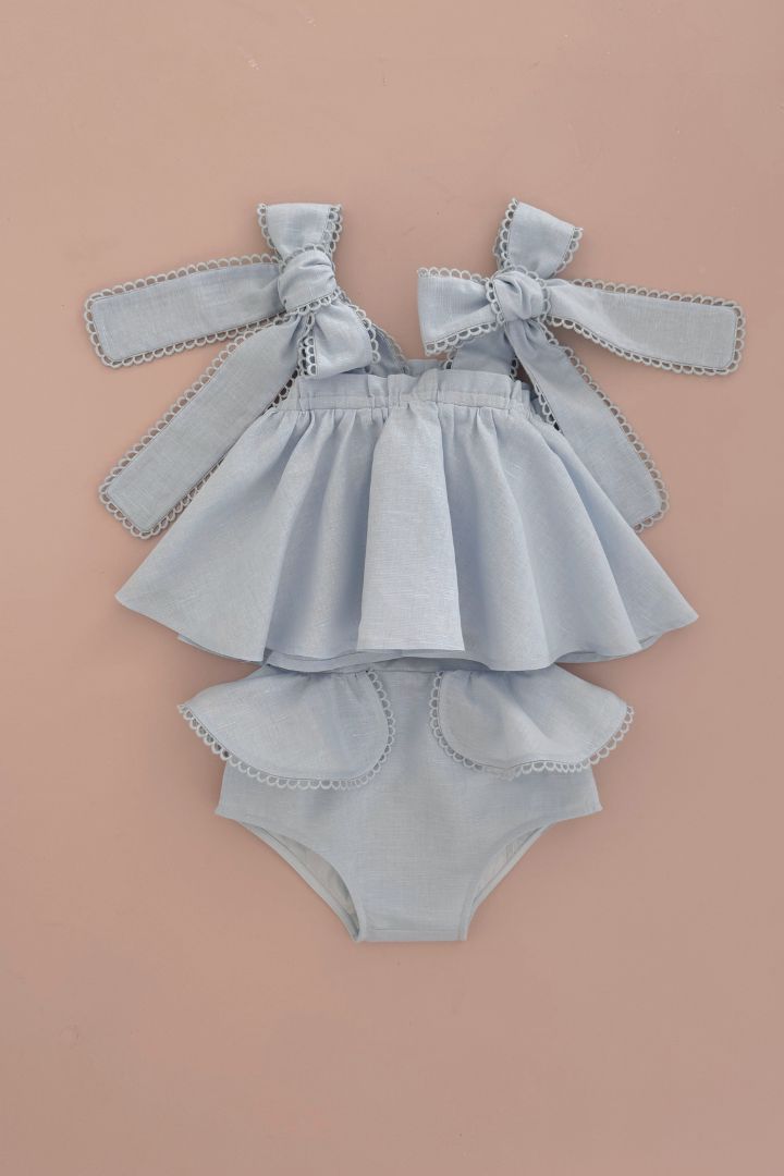 STYLE SET:  One Day Top and Made them Cry Shortie Shorts - Sky Blue