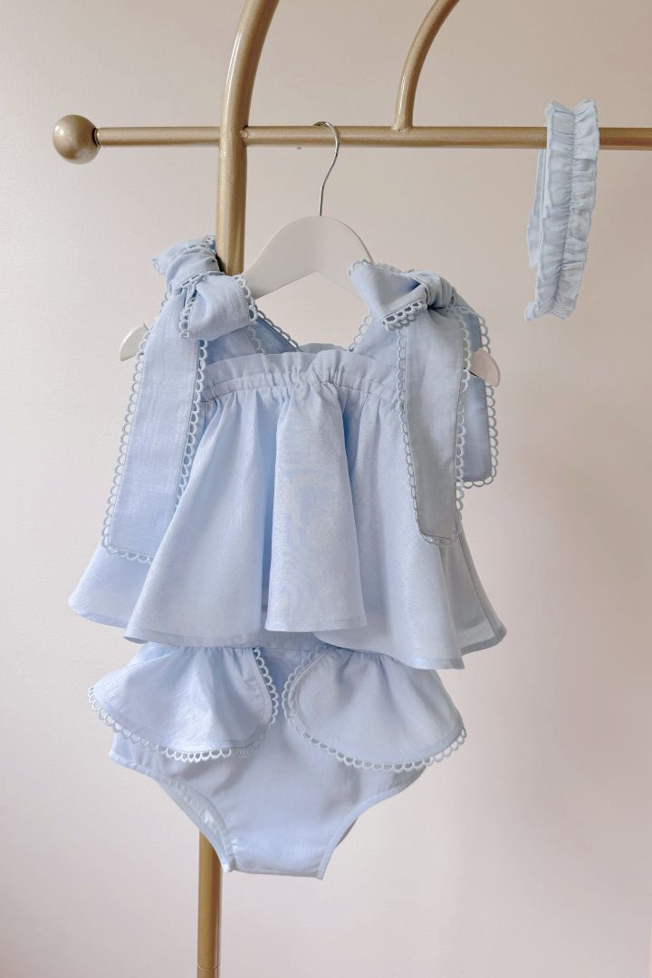 STYLE SET:  One Day Top and Made them Cry Shortie Shorts - Sky Blue