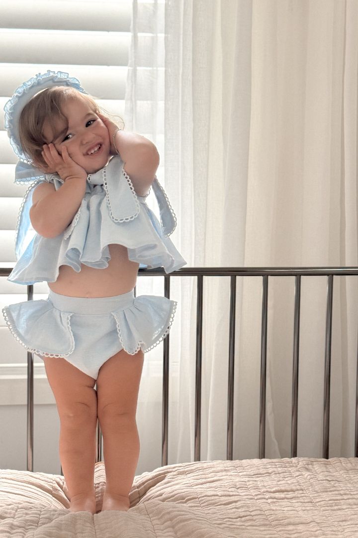 STYLE SET:  One Day Top and Made them Cry Shortie Shorts - Sky Blue