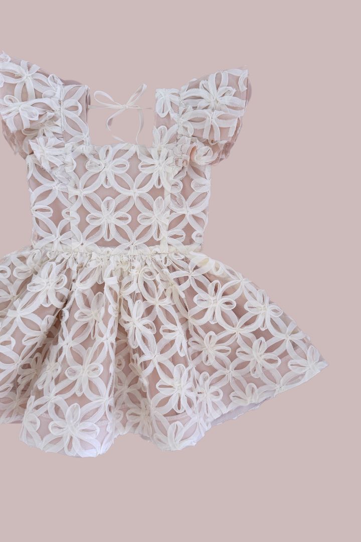 See You Flutter Dress - Ivory Rose Floral Ribbons