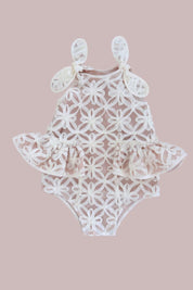 Pudding and Pie Playsuit - Ivory Rose Floral Ribbons