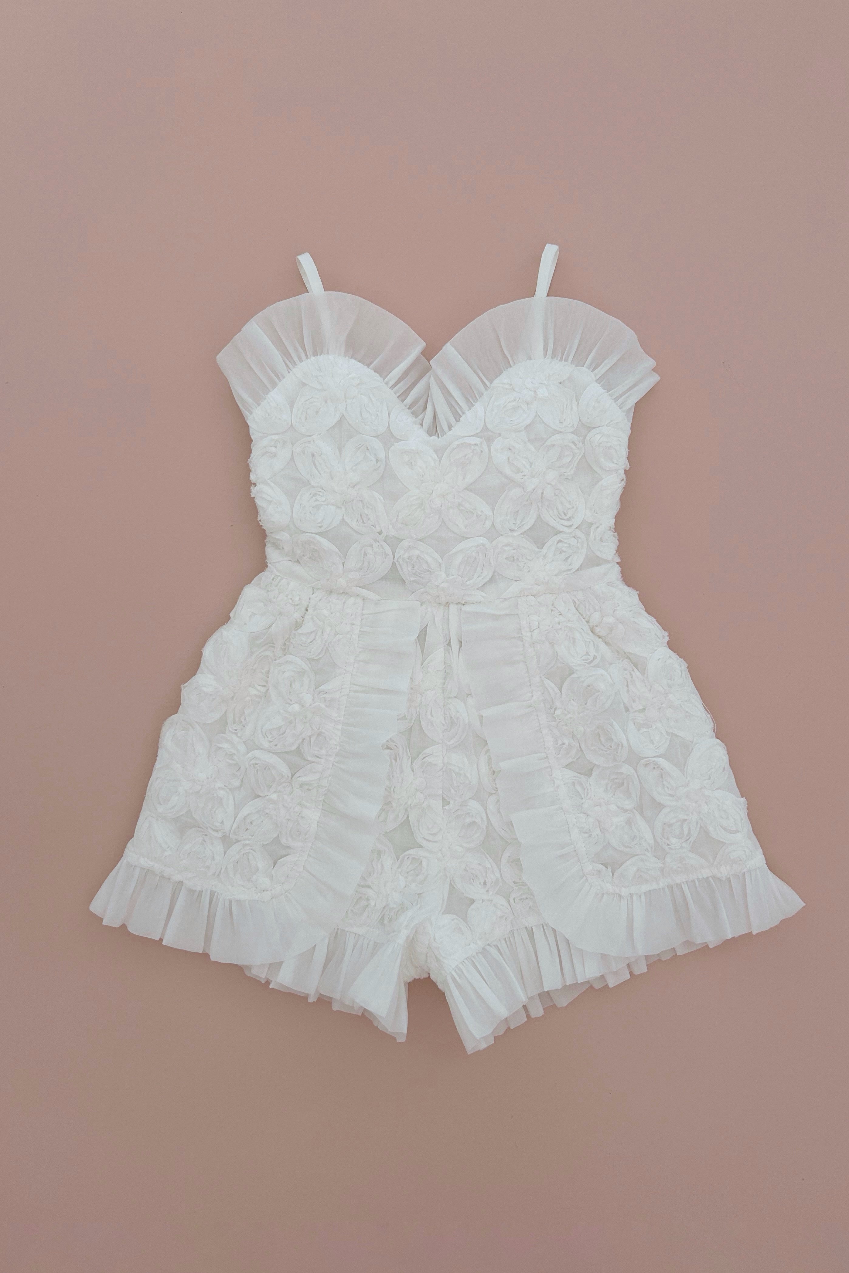 Fireflies Playsuit - Snow White Peony Voile