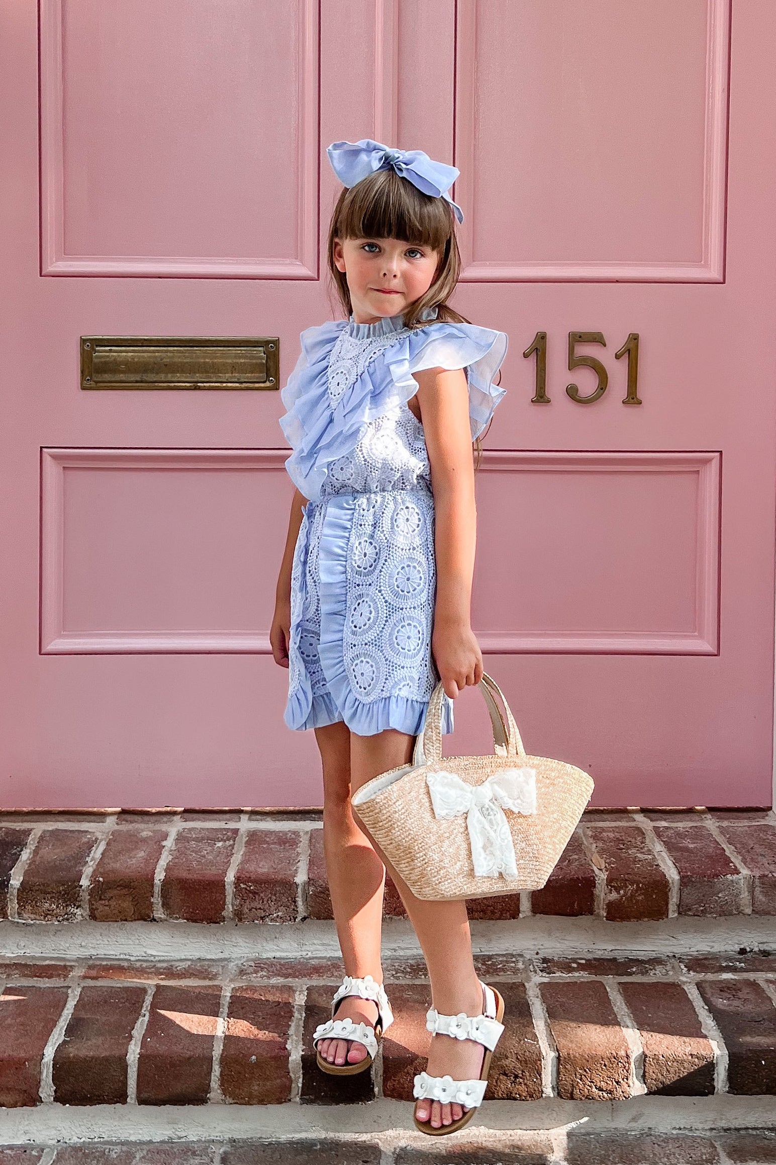 You're My Lucky Star Playsuit - Powder Blue Doily Lace