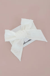 3 N 1 Bow Headband, Waist Sash & Neck Scarf - White Camellia