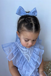 3 N 1 Bow Headband, Waist Sash & Neck Scarf - Powder Blue