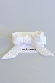 3 N 1 Bow Headband, Waist Sash & Neck Scarf - Doily Lace - Chloé and Amélie