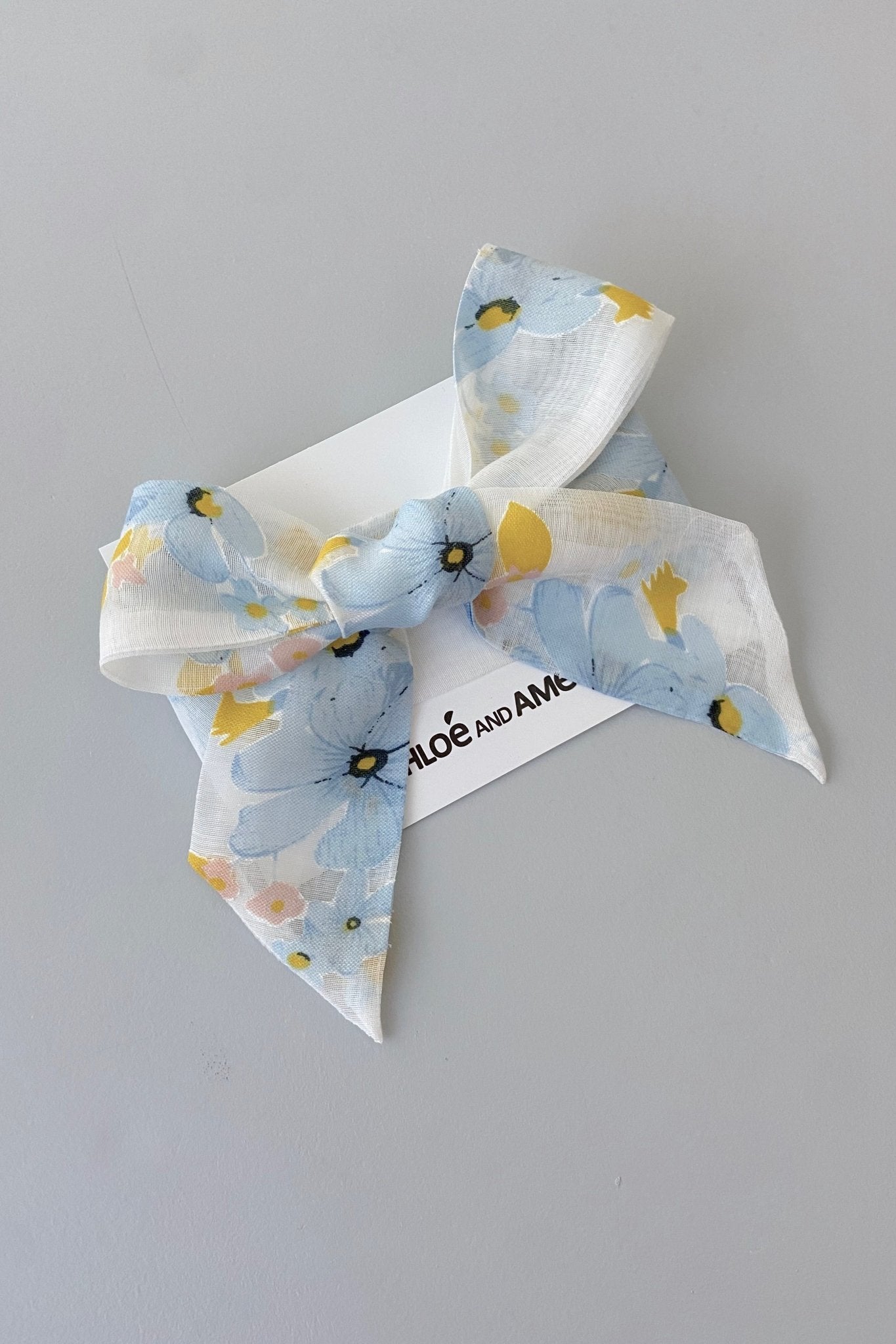 3 N 1 Bow Headband, Waist Sash & Neck Scarf - Forget Me Not Organza - Chloé and Amélie