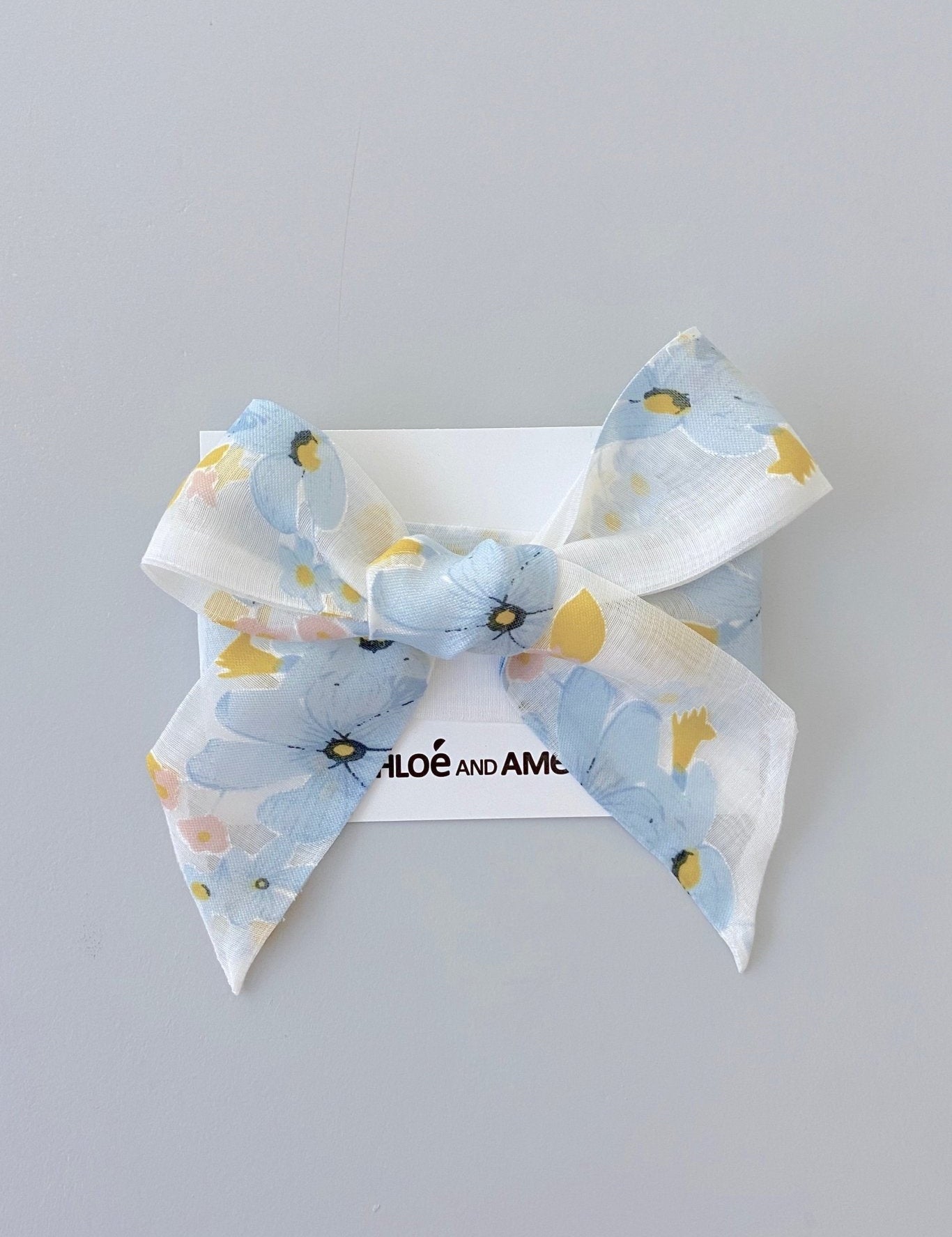 3 N 1 Bow Headband, Waist Sash & Neck Scarf - Forget Me Not Organza - Chloé and Amélie